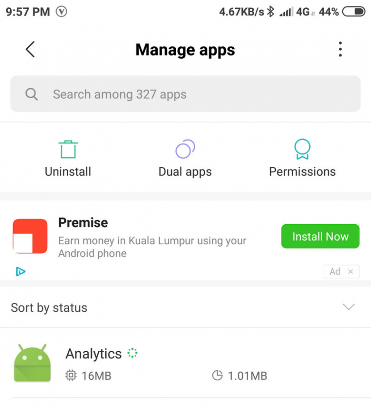 Reklama ustawienia Xiaomi