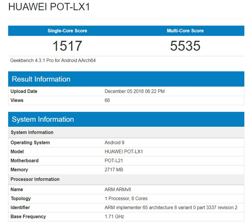 Psmart 2019 Geekbench