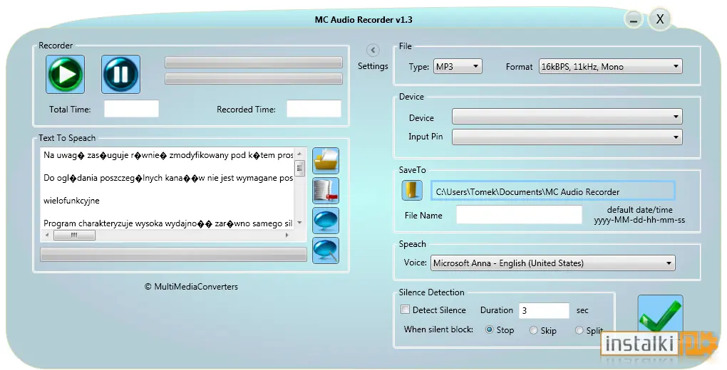 Okladka MC Audio Recorder