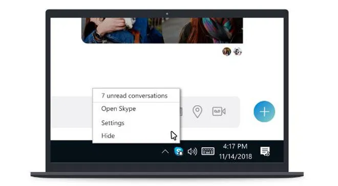 skype win10 tray