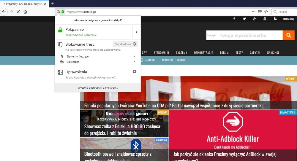 firefox 65 blocker info