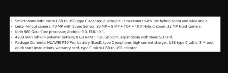 P30 Pro spec amazon