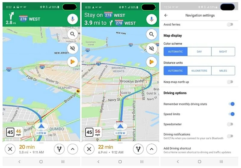 mapy google prędkość