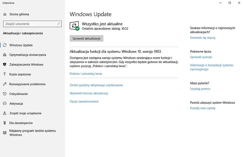Windows 10 May 2019 update jak pobrać 1