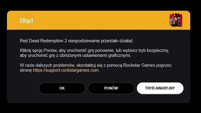 RDR 2 przestal dzialac
