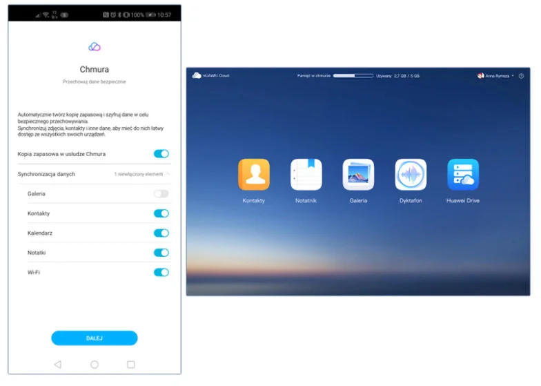 Webowy panel zarządzania chmurą Huawei