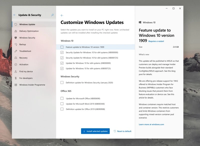 koncept windows update 2