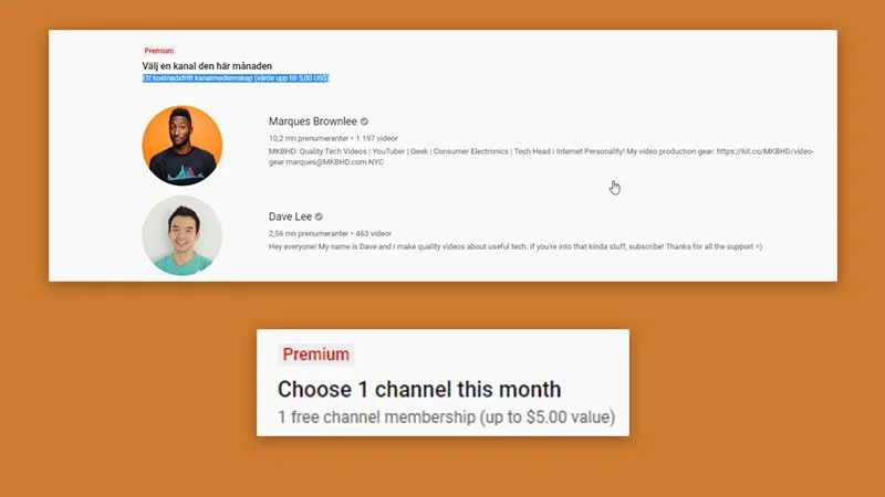 youtube premium kanaly