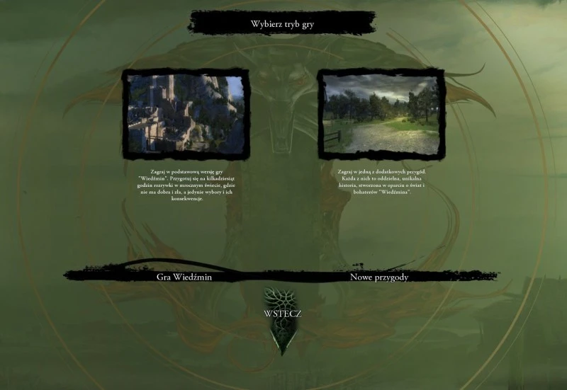 wiedzmin przygody menu