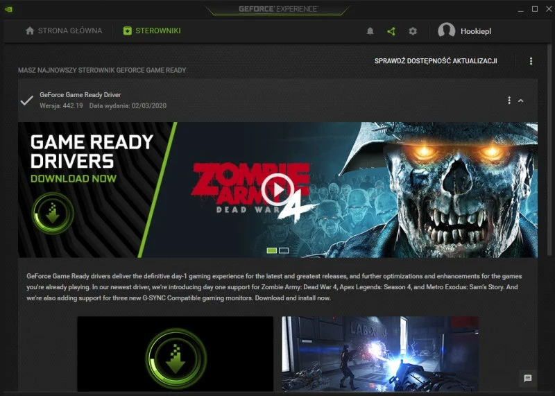 nowe sterowniki nvidia pobierz