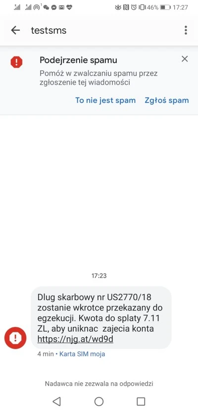 dlug skarbowy sms scam 1