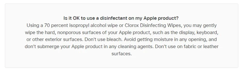czyszczenie apple alkoholem
