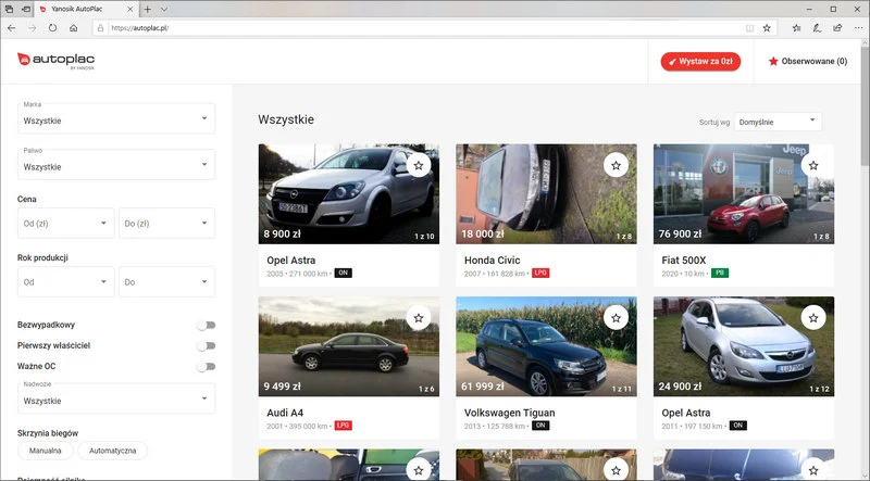 AutoPlac - bezpłatny portal ogłoszeniowy dla sprzedawców samochodów