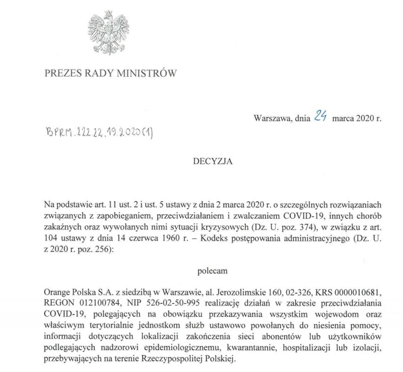 sledzenie polakow decyzja morawieckiego