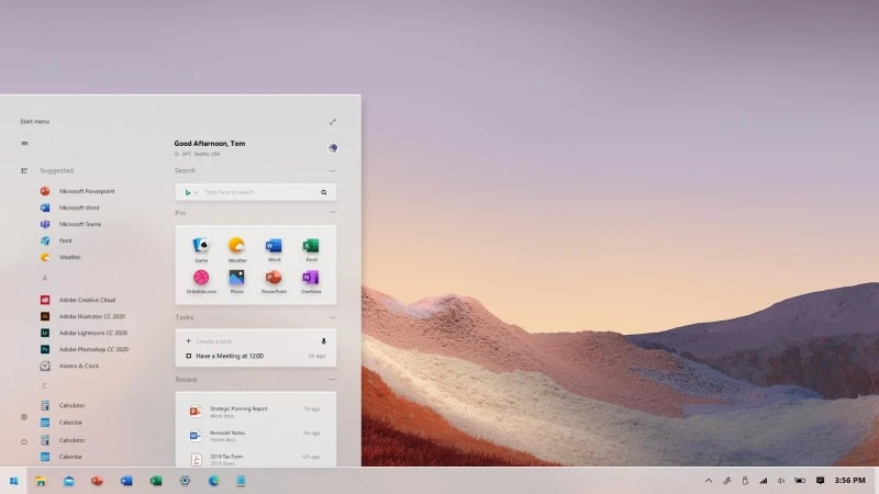 menu Start windows 10 koncept 1