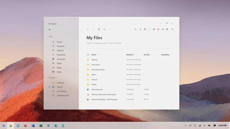 menu Start windows 10 koncept eksplorator plikow