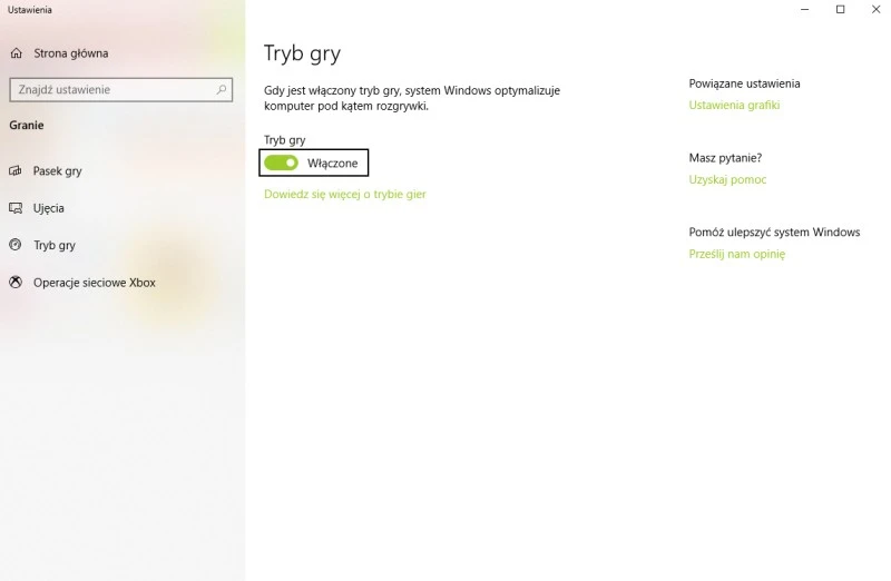 tryb gry windows 10