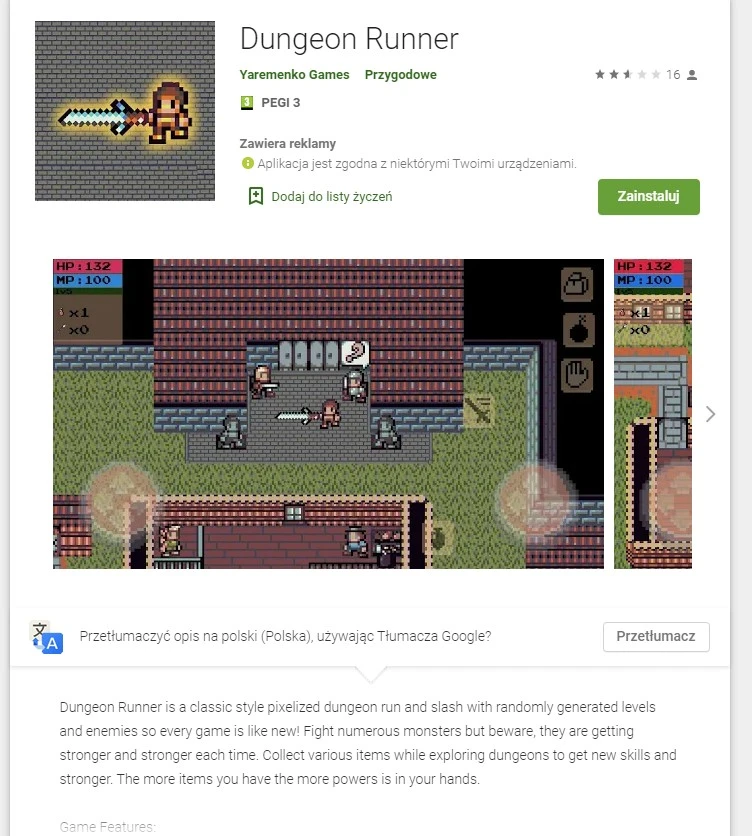 dungeon runner podroba