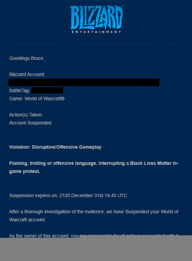 ban wow black lives matter