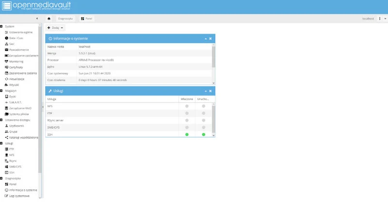 OpenMediaVault ustawienia