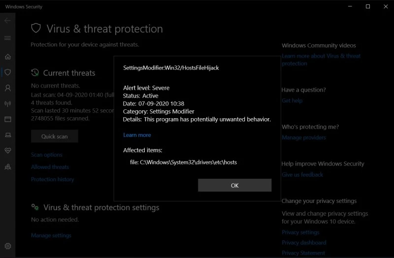 windows defender telemetria