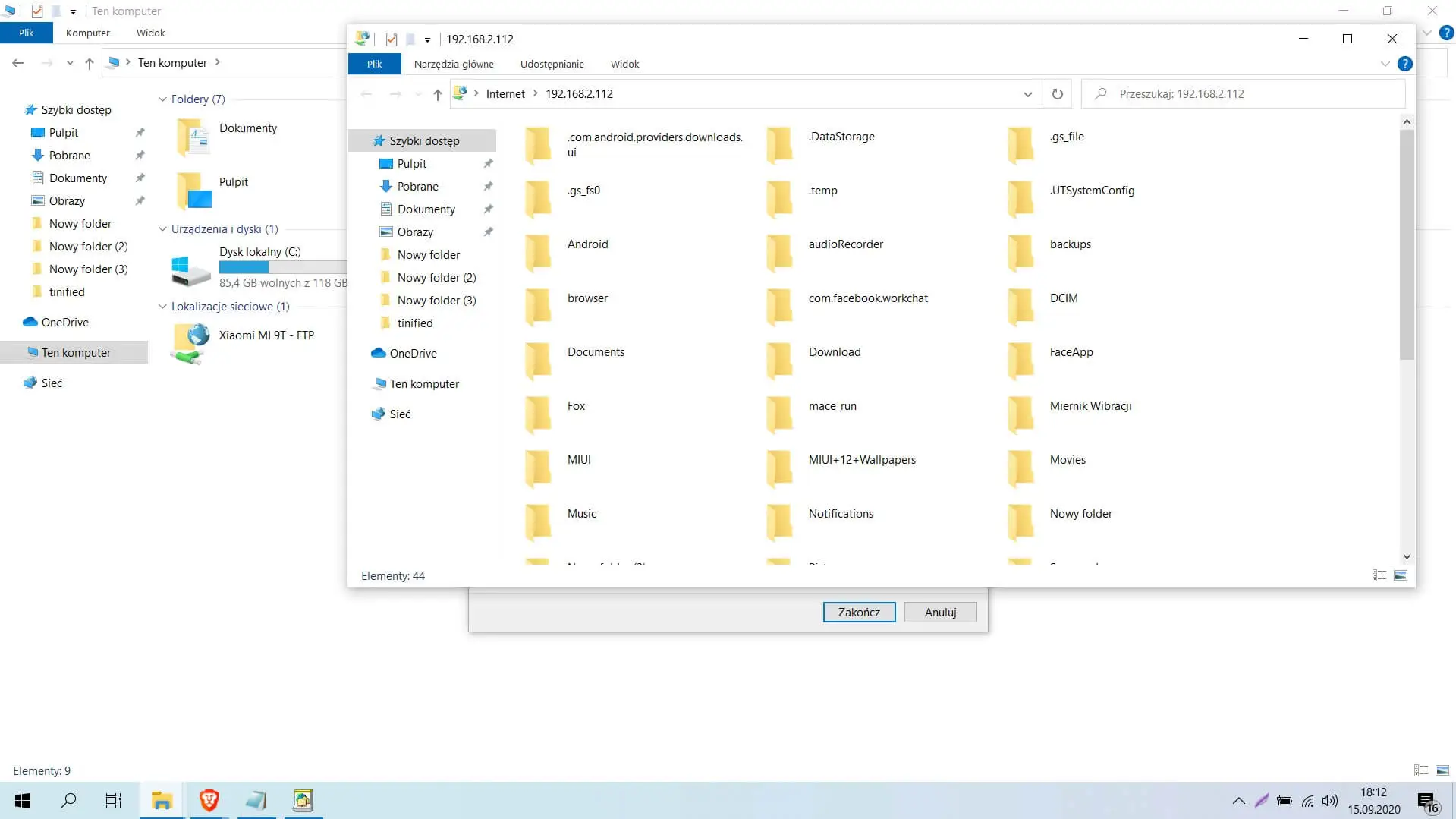MIUI 12 serwer FTP szybsze laczenie bezprzewodowo