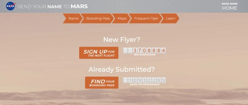 send your name to mars