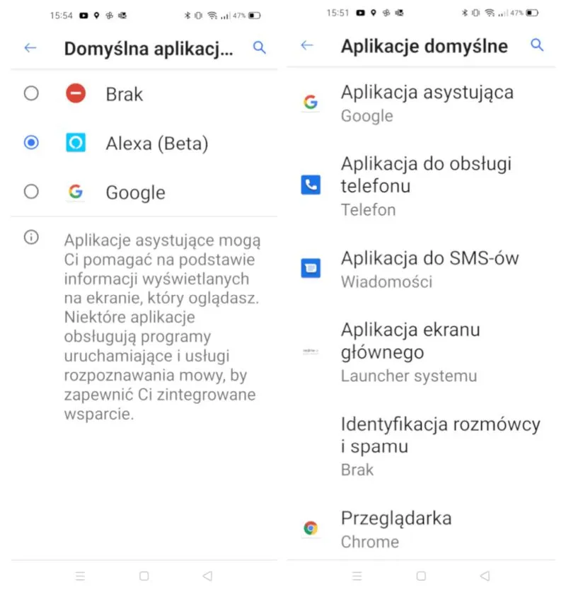 Domyślne aplikacje