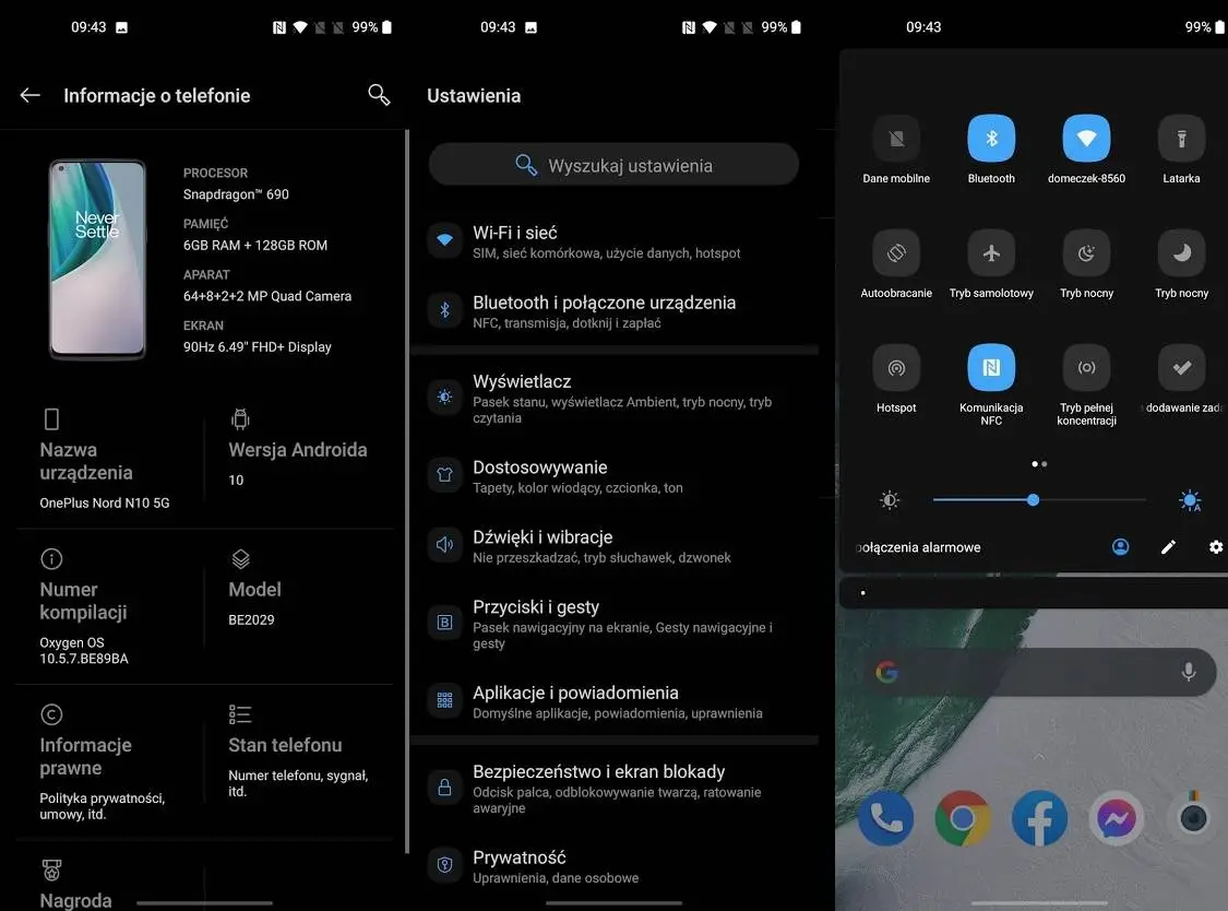 OnePlus Nord N10 5G interfejs systemu oxygen os 2