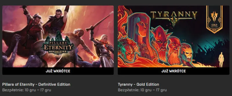 Pilars of Eternity i Tyranny za darmo w Epic Games Store