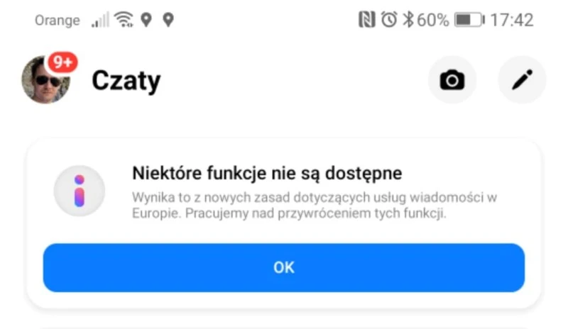 niektore funkcje nie sa dostepne facebook