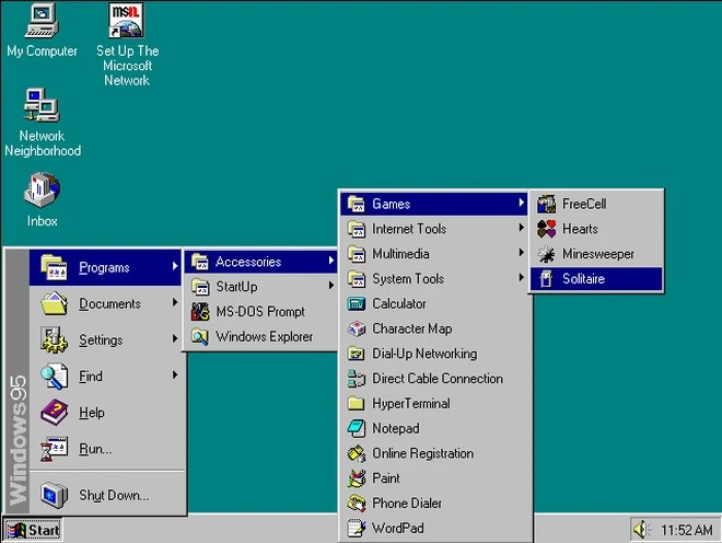 menu start windows 95