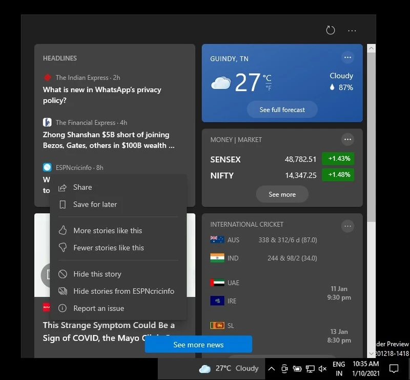 Windows 10 News and Interests 3