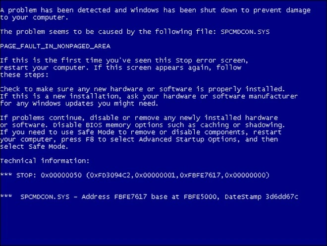 windows xp bsod