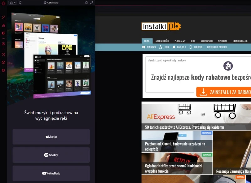 opera gx odtwarzacz muzyki 1