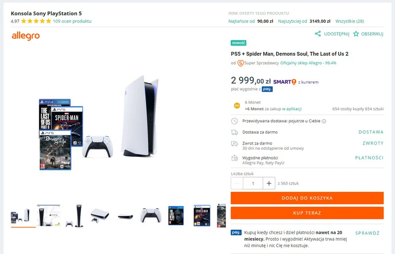 PS5 + Spider Man, Demons Soul, The Last of Us 2