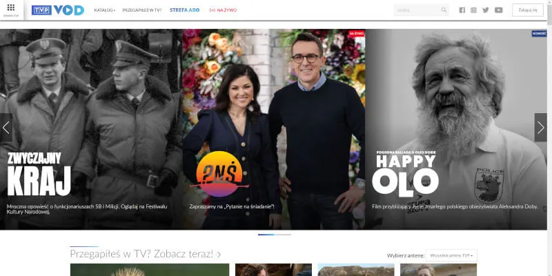 Serwis TVP VOD w przeglądarce WWW