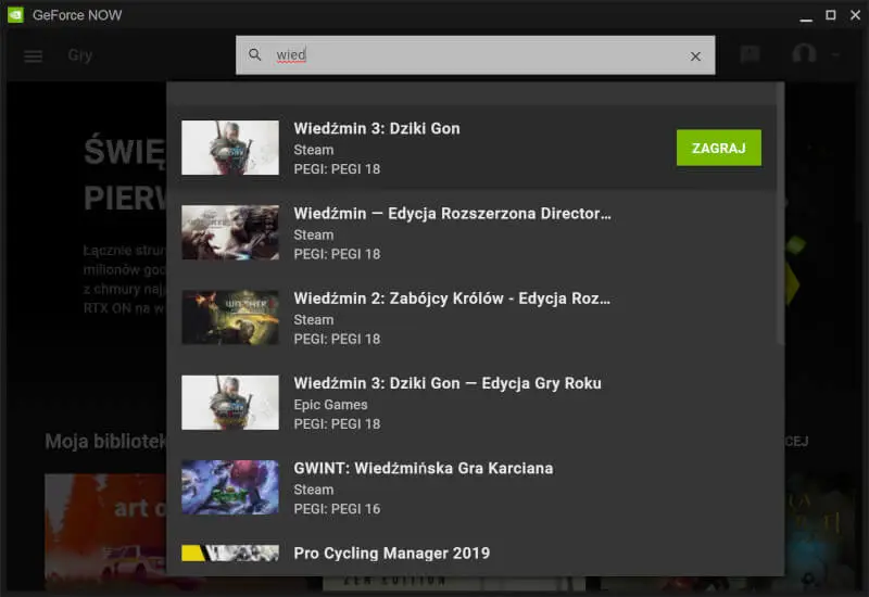 Wiedźmin w GeForce Now