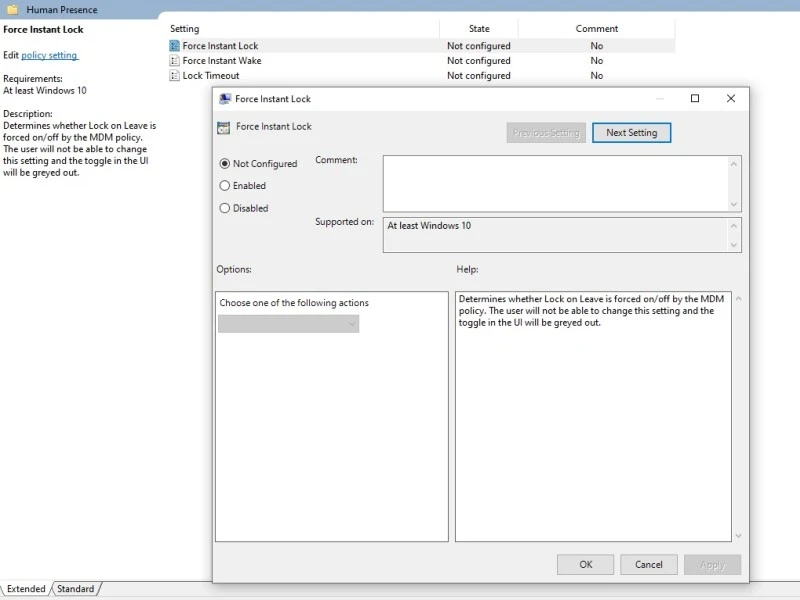 human presence windows 10
