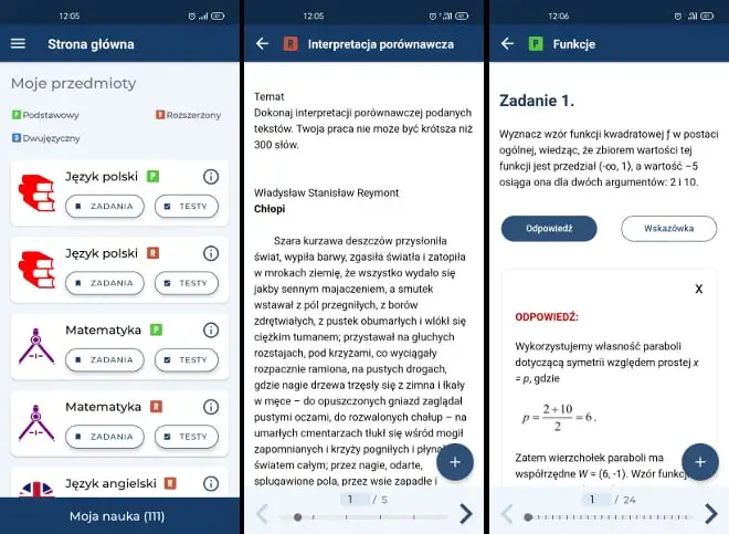 Matura - testy i zadania