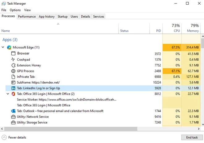 microsoft edge procesy
