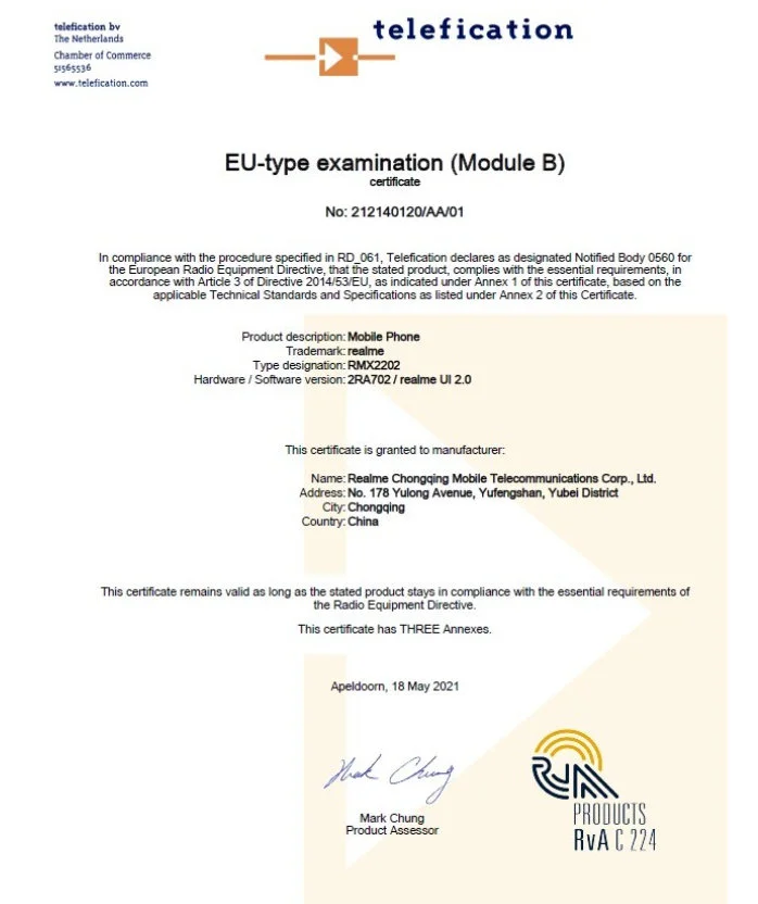 Realme GT 5G certyfikacja
