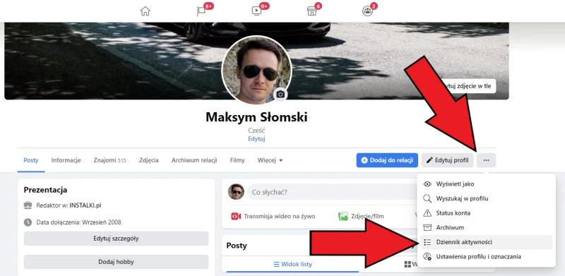facebook dziennik aktywnosci 1