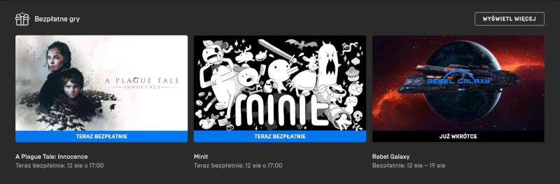 Darmowe gry w Epic Games Store