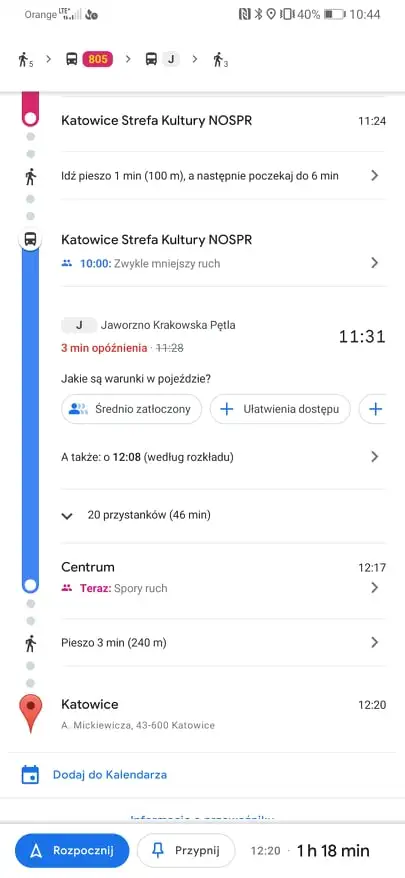 mapy google opoznienia