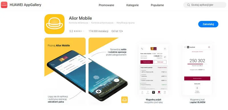 Aplikacja Alior Mobile jest w AppGallery