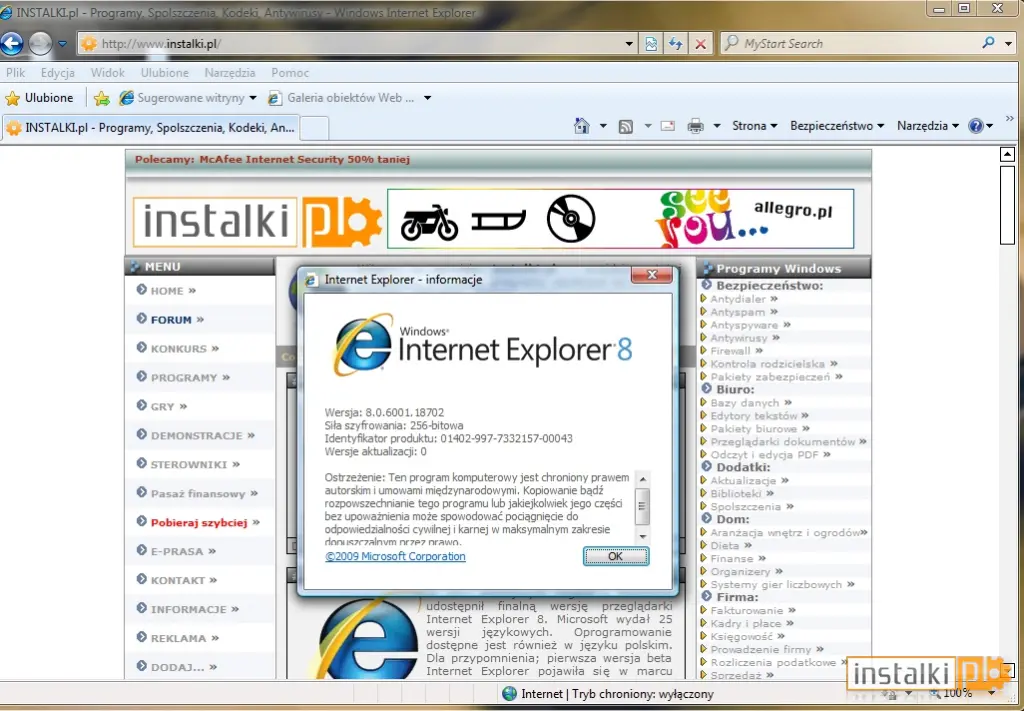 Internet Explorer 8 (Vista)