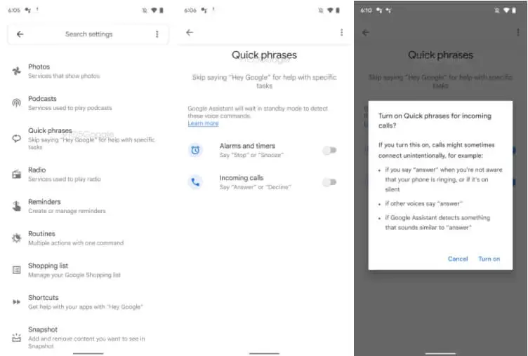 asystent google szybkie zwroty 2