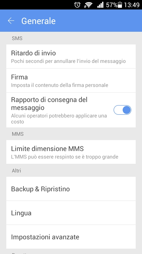 GO SMS Pro Italian language pa