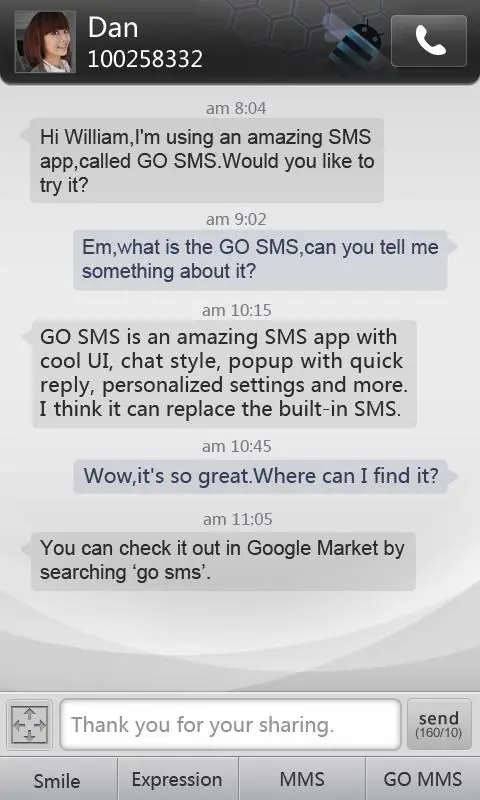 GO SMS Pro simple dark theme